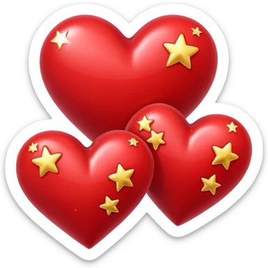 Two red hearts one beyond another with some stars in both the hearts sticker