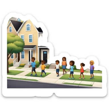 Neighborhood houses with people outside talking sticker