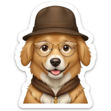 dog with glasses and hat sticker