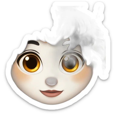 A white skin female with black hair, with a black, an orange and a beige cats below sticker