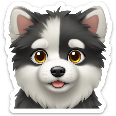 Black and white pomski with long coat sticker