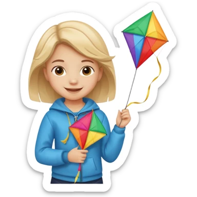 little girl kid holding kite in front of her chest sticker