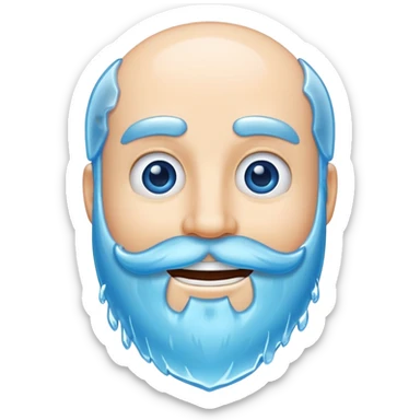 Blue smile face with ice beard sticker