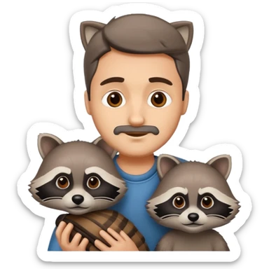 man with racoon sticker