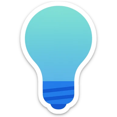 Light bulb icon,  flat emoji style, outline with blue and turquoise colors sticker