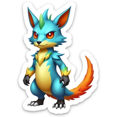cool edgy badass colorful fantasy animal hybrid Fakemon full body sticker