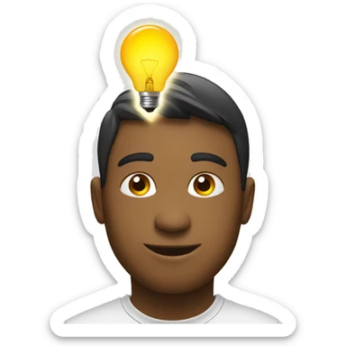 student having idea light bulb on top of his head sticker