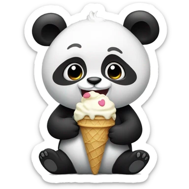 Panda eating ice cream sticker