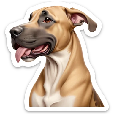 Cinematic Cute Yawning Fawn Great Dane Portrait Emoji, Head tilted slightly with a dramatic, wide-open yawn, revealing a smooth fawn Fur with a refined texture, floppy ears slightly drooping, round amber eyes barely open in drowsy contentment, Simplified yet irresistibly adorable features, highly detailed, glowing with a soft, cozy glow, high shine, relaxed yet expressive, stylized with a touch of whimsy, bright and endearing, soft glowing outline, capturing the essence of a sleepy yet affectionate guardian, so drowsy it feels like it could stretch out of the screen and curl up for a nap! sticker