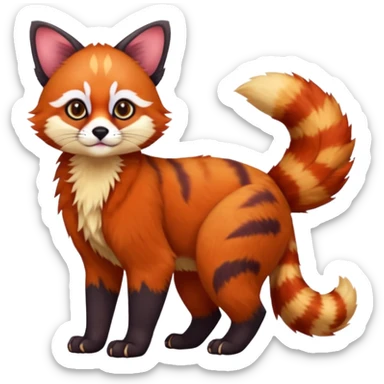 Red-Panda-Serval-Caracal-Lykoi-Sphynx-fusion-hybrid-animal-creature, full body sticker