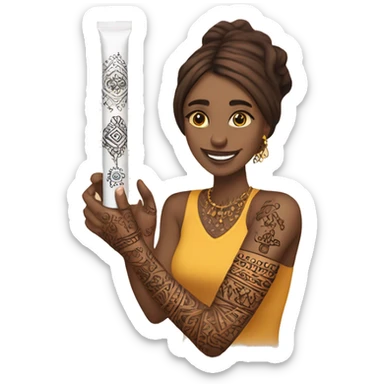 Henna tube making a tattoo on arm sticker