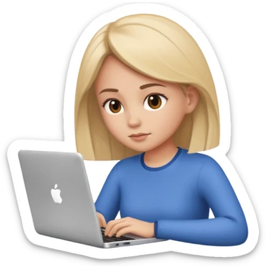 create an emoji where a girl is reading or working on laptop for focus task sticker