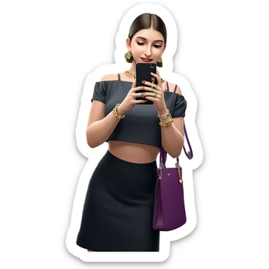 girl holding jewelry and phone sticker