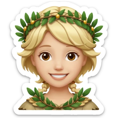 a blonde girl wearing laurel wreaths on head sticker