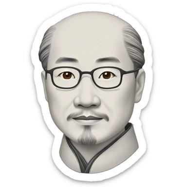 emoji style portrait of Gu Yanwu, a renowned thinker of the late Ming and early Qing dynasties, detailed facial features, cartoonish outline, intellectual expression, wearing traditional sticker