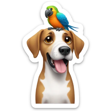Dog with a parrot  sticker