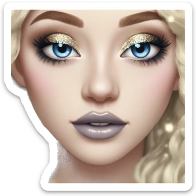 pale glitter eyeshadow blue eye long lashes sticker