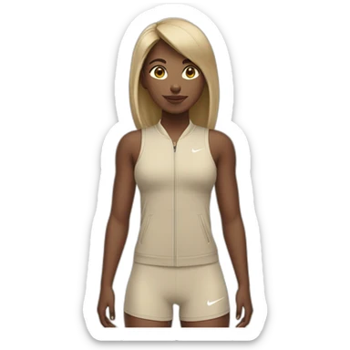 Bland girl with a bang in beige Nike sports wear sticker