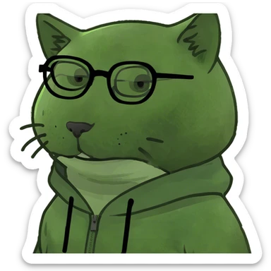 Cat with a hood sticker