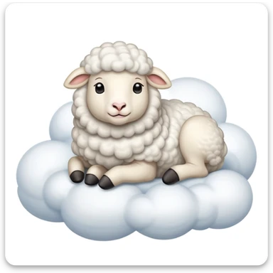 A fluffy sheep resting on a puffy white cloud in the sky sticker