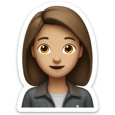 Girl with brown hair saying hi sticker