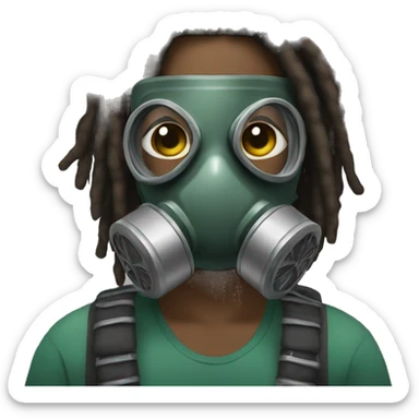 a african american person with dread lock wearing a gas mask sticker