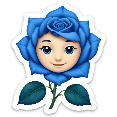 blue rose with eyes and smile sticker