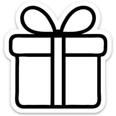 outlined gift box with ribbon icon sticker
