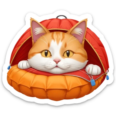 sleepy cat with red parachute sticker