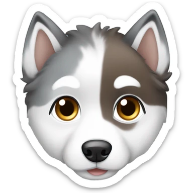 Adlrable, baby, young, Cute, puppy, husky, snowy, white and Grey, blue, and brown eyes sticker