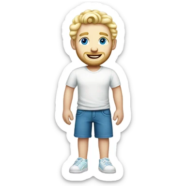 full body light curl blonde 30yo man blue eyed pale skin sticker