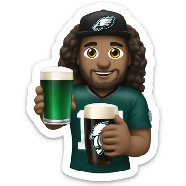 Philadelphia eagles fan drinking a Guinness sticker