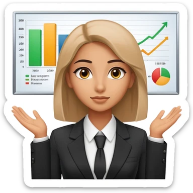 Half Egyptian half white 20 year old girl in a suit presenting a finance presentation  sticker