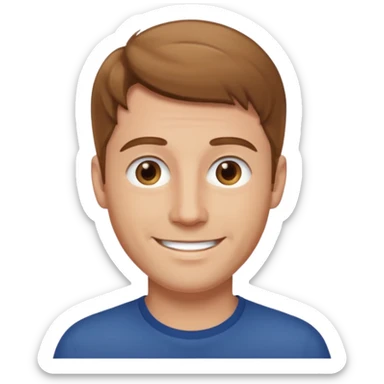 homme cheveux court marron clair sans barbe sourrir sticker