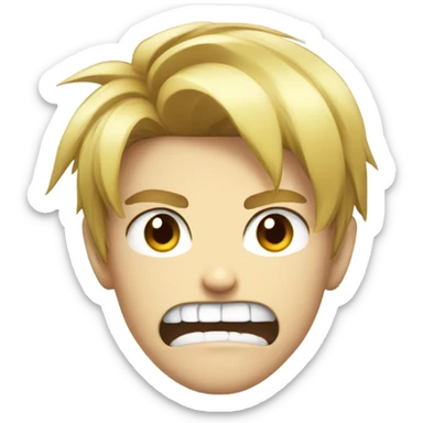 anime boy with angry face and angry teeth sticker