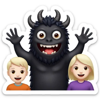 do me a black monster with kids around him sticker