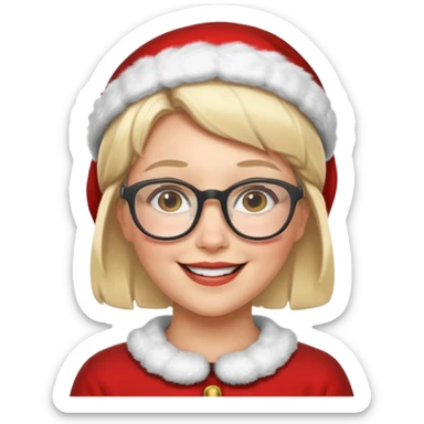 female Santa Claus with glasses with blond short hair sticker