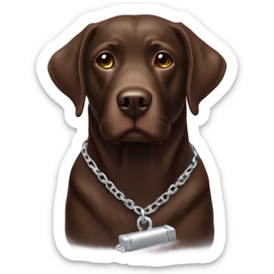 Chocolate lab with silver chain sticker