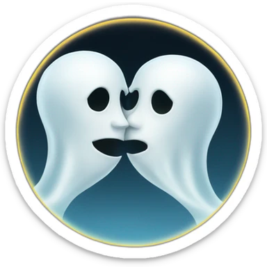 a female ghost and a male ghost kissing in a Ying and yang sticker