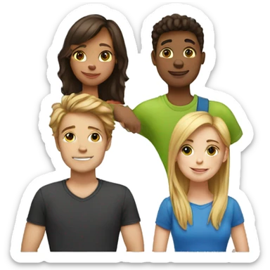 team of 4 friends 1 girl and 3 boys sticker