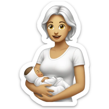 Femme blanche et son bébé dans les bras sticker