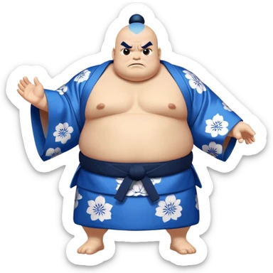 Jinbe blue fishman with kimono and sumo stance sticker