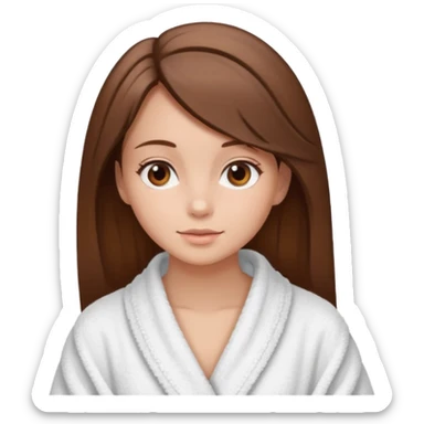 girls side profile in robe with brown hair and her hair in a towel with skin care on  sticker