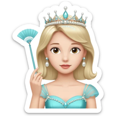 Princess – pearl tiara + aqua dress. sticker