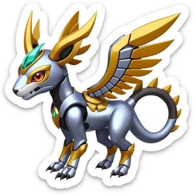 Meloetta-Wargreymon-Vernid-Protogen-Pokémon-Digimon-Fakémon-fusion-hybrid-creature sticker