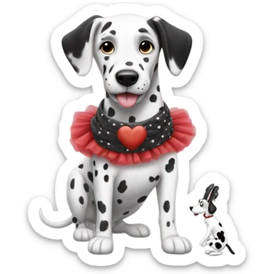A Dalmatian doing ballet eating rabbits sticker