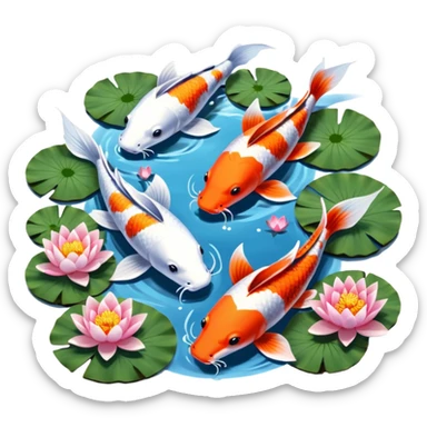 romantic koi and lotus pond sticker