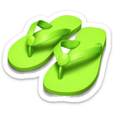 Realistic lime green pair of summer flip flops isolated. sticker