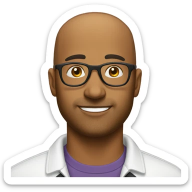 brown man with glasses bald man with glasses sticker