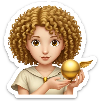 Curly girl with snitch sticker